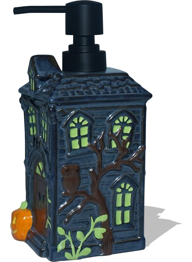 CAAHANJIA CAAHANJIA Haunted House Soap Dispenser: Halloween Soap Dispenser, Refillable Liquid Hand Soap Dispenser for Bathroom, Kitchen Sink - Black  - Image 1