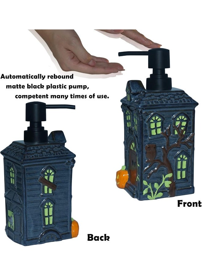 CAAHANJIA CAAHANJIA Haunted House Soap Dispenser: Halloween Soap Dispenser, Refillable Liquid Hand Soap Dispenser for Bathroom, Kitchen Sink - Black  - Image 2