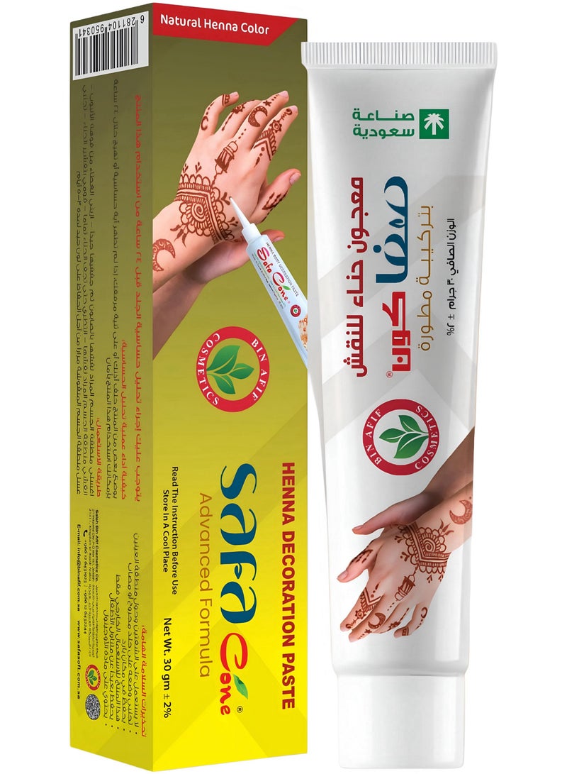 Safa Henna Paste for Body Art – With an Advanced Formula – Feminine Elegance for Your Hands – Natural Henna Color (30g)  - Image 1