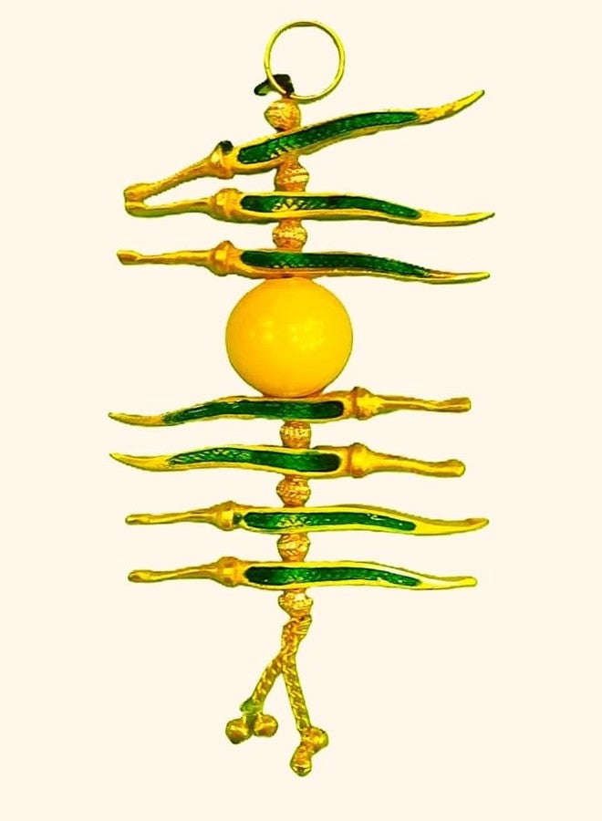 Miramayee Crafts Nimbu Mirch Nazar Battu Wall Hanging Style 2 Metal Aluminium Multicolour Decorative Door Hanging Good Luck Charm to Remove Negativity Home Decor Showpiece 23cm 115g - Image 1