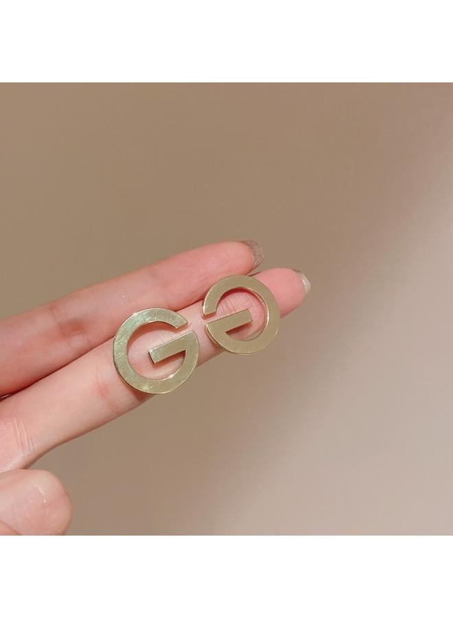 925 Silver Pin Earrings Metal High-end Simple Fashion Joker Light Luxury Personality Niche