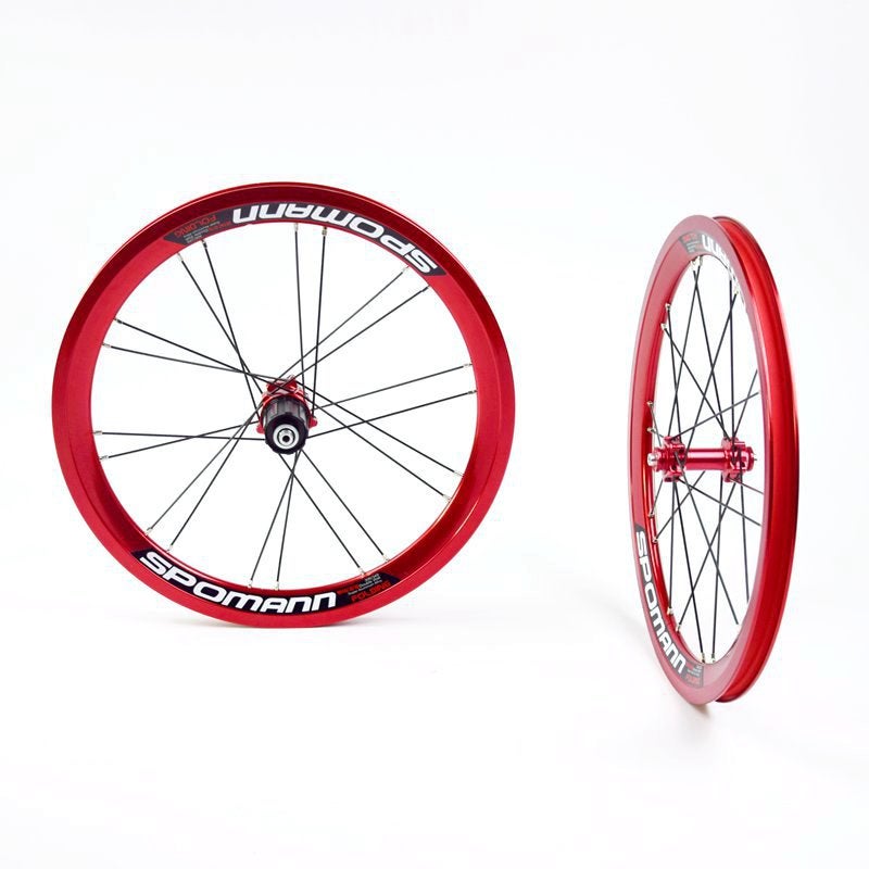 Generic 16-Inch Alloy Wheelset V-Brake Folding Bike red black red 