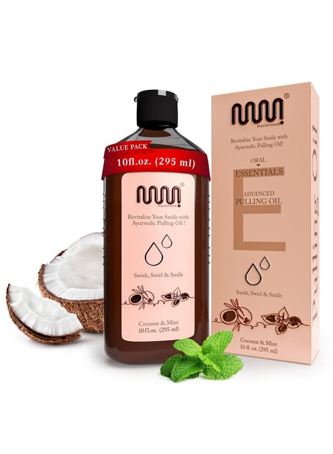 MasterMedi Coconut And Peppermint Oil Pulling (10 Fl.Oz), Mint Oil Pulling Mouthwash, Alcohol Free Natural Coconut Oil Pulling For Teeth Whitening,Fresh Breath And Healthier Gum (Pack Of 1) - Image 1