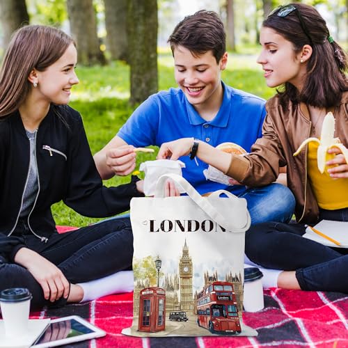 Sitsink London Travel Souvenirs Gifts - Reusable Canvas Tote Bag London Trip Souvenir Gifts for Women Birthday - Image 3