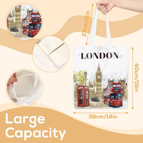 Sitsink London Travel Souvenirs Gifts - Reusable Canvas Tote Bag London Trip Souvenir Gifts for Women Birthday - Image 5