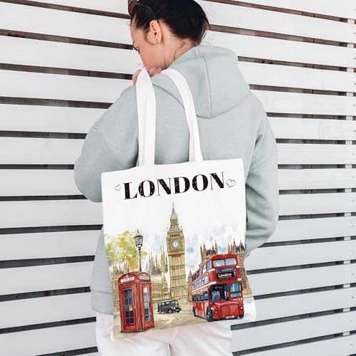 Sitsink London Travel Souvenirs Gifts - Reusable Canvas Tote Bag London Trip Souvenir Gifts for Women Birthday - Image 2