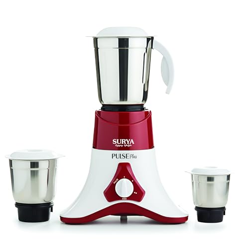 SURYA ROSHNI Pulse Plus 500W Mixer Grinder with 3 Stainless Steel Jars, Powerful Motor, 3-Speed Control, Ideal for Wet & Dry Grinding, Chutney, Spices and Smoothies - Image 1