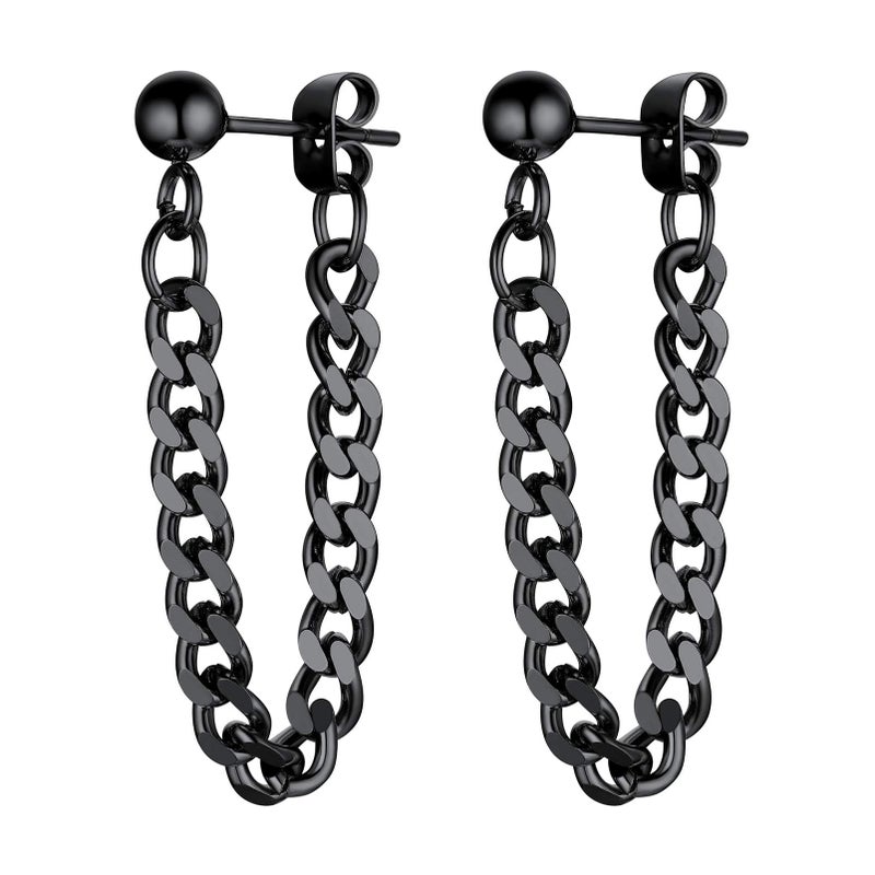PROSTEEL Kpop Black Earrings Men Women Teen Boys Stainless Steel Chain Earring Cool Earings Mens Dangle Earrings - Image 1