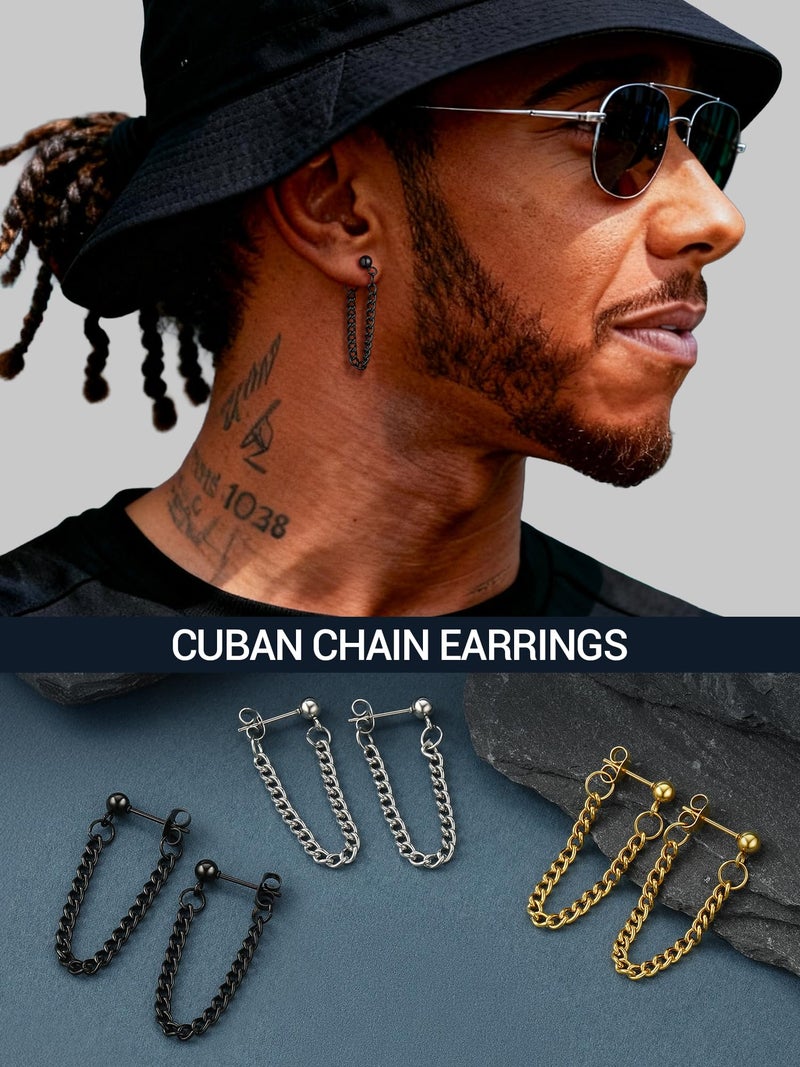 PROSTEEL Kpop Black Earrings Men Women Teen Boys Stainless Steel Chain Earring Cool Earings Mens Dangle Earrings - Image 3