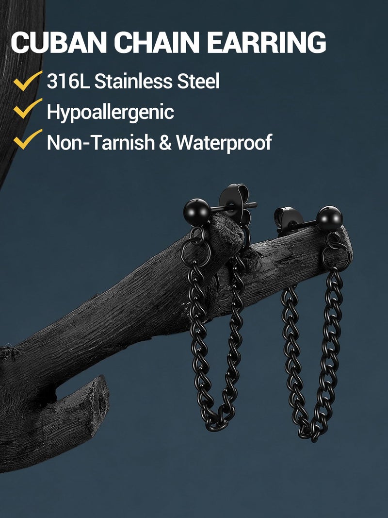PROSTEEL Kpop Black Earrings Men Women Teen Boys Stainless Steel Chain Earring Cool Earings Mens Dangle Earrings - Image 5