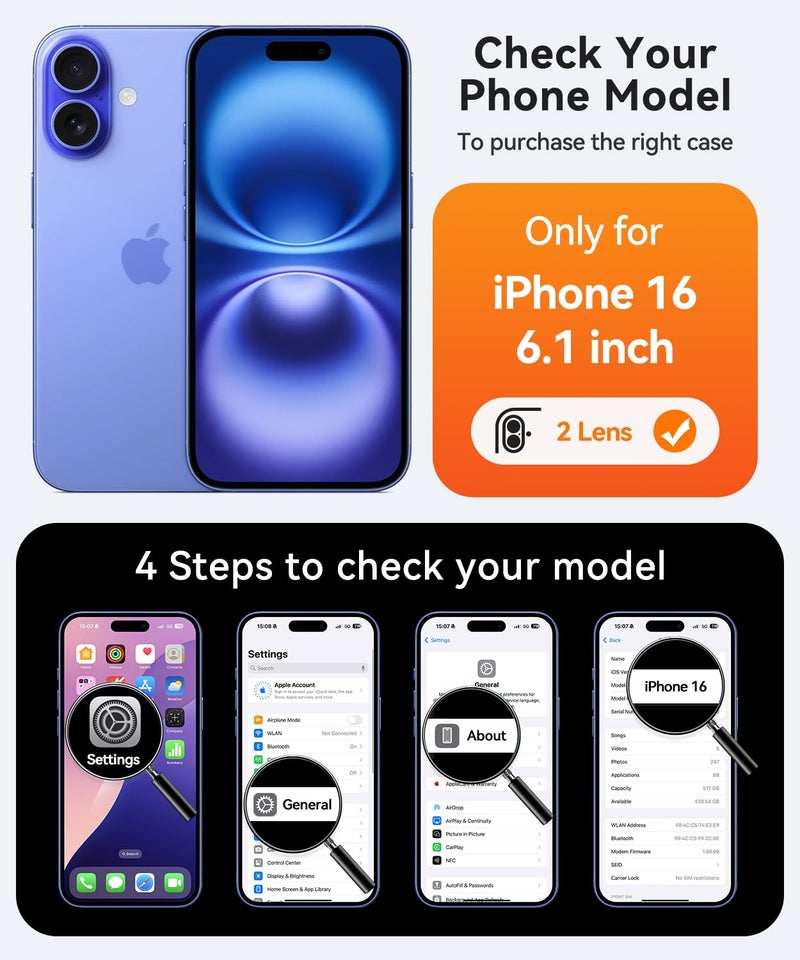 كانشن CANSHN Magnetic for iPhone 16 Case, Upgraded [Full Camera Protection] [Compatible with Magsafe] [Translucent Matte] Shockproof Protective Phone Case for iPhone 16 6.1" - Hot Pink - Image 2