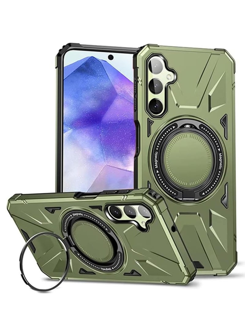 GOLDEN MASK GOLDEN MASK For Samsung Galaxy A55 Case Mag-Safe Magnetic Shockproof Phone Case with Ring Holder (Dark Green) 