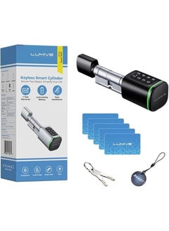 LUMIVE Lumive Smart Door Lock, Keypad Door Lock, Bluetooth App Unlock,2 Keys,2 RFID Cards,Fixed Cylinder, Black [Battery Included] (70mm Smart Cylinder)  - Image 1