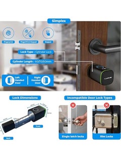 LUMIVE Lumive Smart Door Lock, Keypad Door Lock, Bluetooth App Unlock,2 Keys,2 RFID Cards,Fixed Cylinder, Black [Battery Included] (70mm Smart Cylinder)  - Image 3
