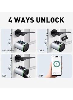 LUMIVE Lumive Smart Door Lock, Keypad Door Lock, Bluetooth App Unlock,2 Keys,2 RFID Cards,Fixed Cylinder, Black [Battery Included] (70mm Smart Cylinder)  - Image 4