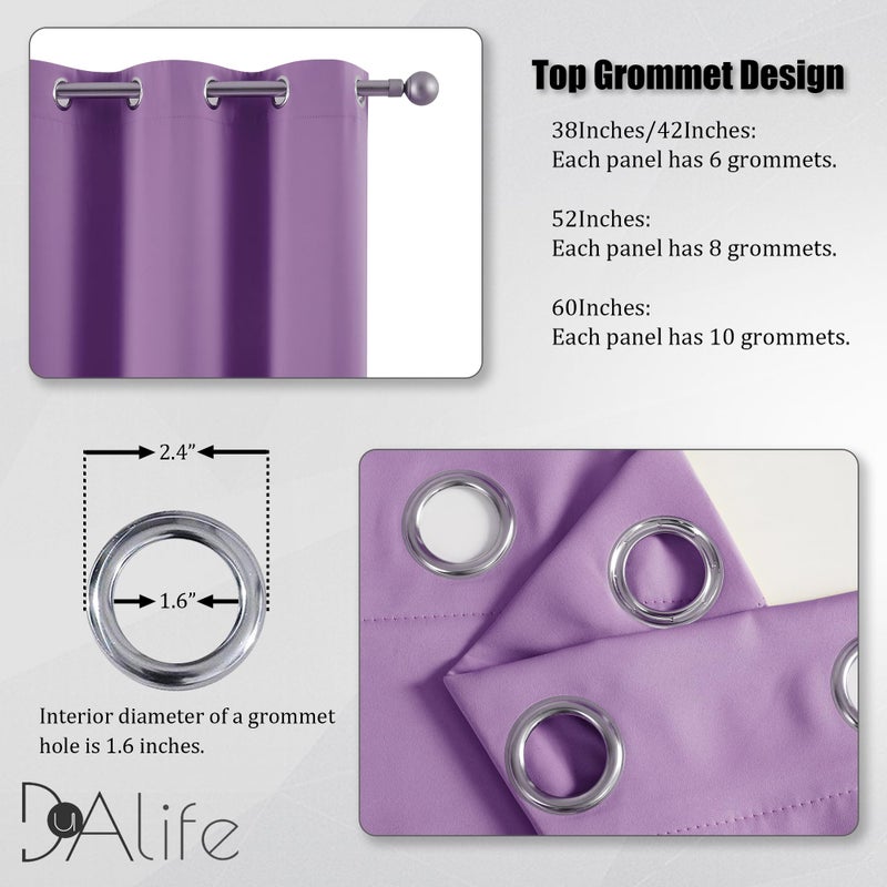 DUALIFE Extra Long 120 Inch Length Curtain Panels for Living Room Darkening Bedroom Curtains Thermal Insulated Grommet 60 x 120 inch Bright Purple - Image 3