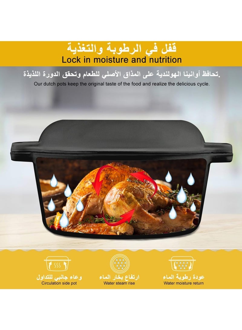 Arabest 2 in 1 Cast Iron Dutch Oven, 4.7L Oven Pot Dual Function Skillet Pan Cast Lid Pre Seasoned for Camping Home Cooking BBQ Baking Picnic Indoor Outdoor Kitchen Tools for All Hobs(Diameter 26cm) - Image 2