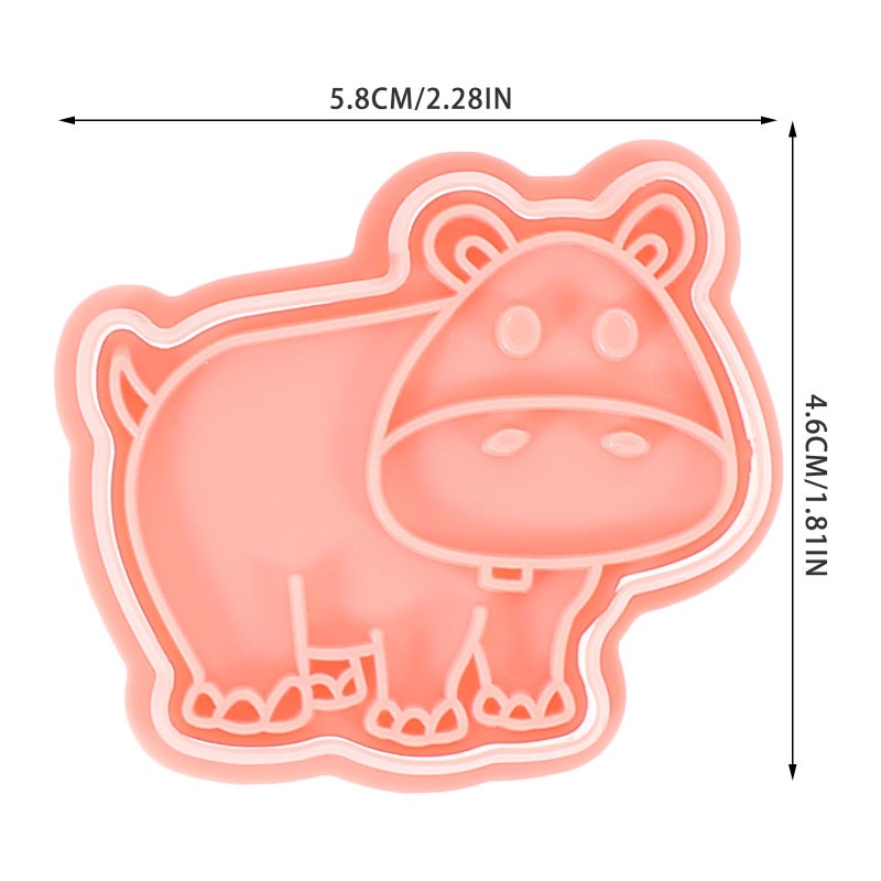 Pink Plastic Animal Cookie Cutter Set 8pcs 3D Cartoon Baking Molds for Dessert Stamps - Image 3