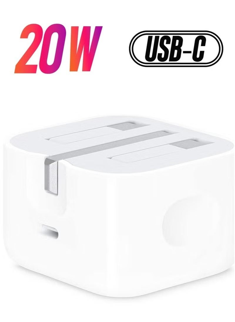 شاحن جداري عام 20 واط بمنفذ USB-C وتقنية PD، شاحن سريع للهواتف الذكية والأجهزة اللوحية والأجهزة المتوافقة مع USB-C، أبيض - Image 1