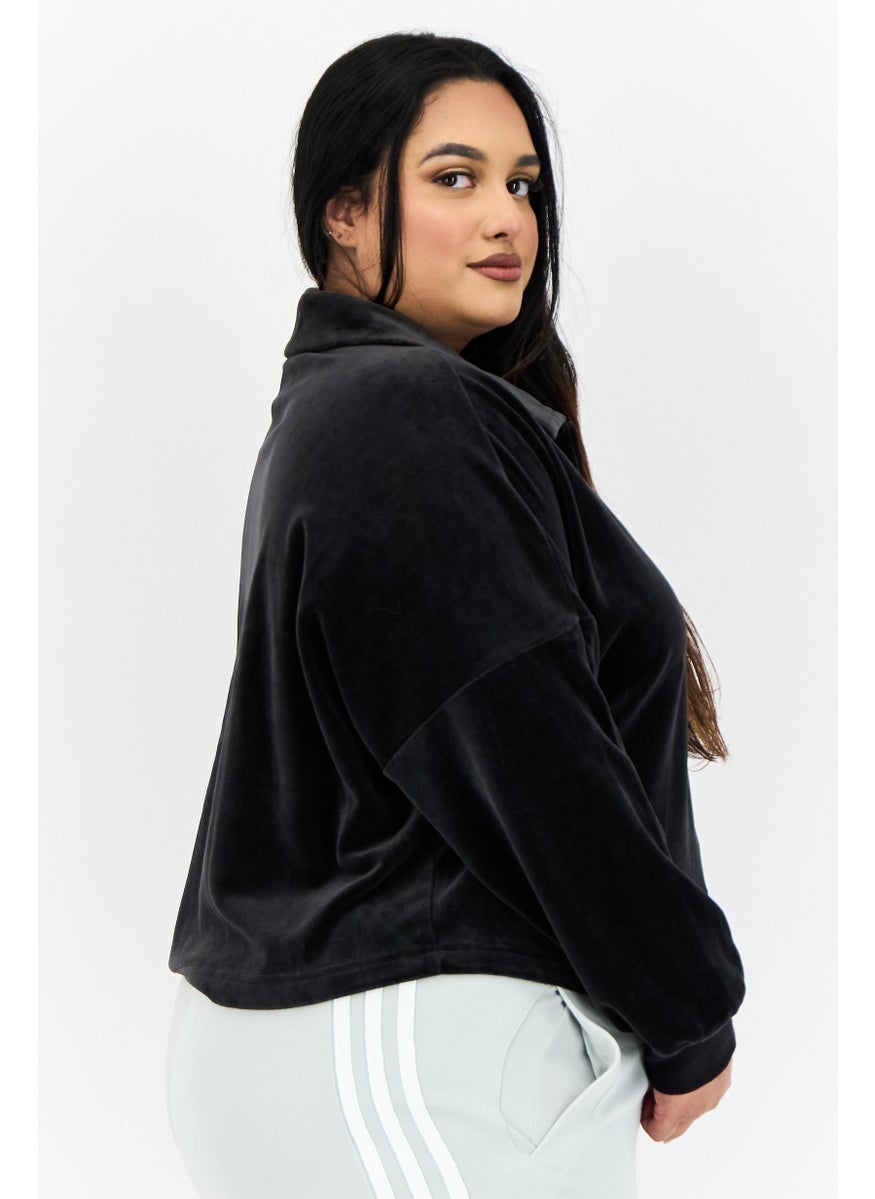 Adidas Women Sportswear Fit Long Sleeves Outdoor Sweatshirt, Black  - Image 2