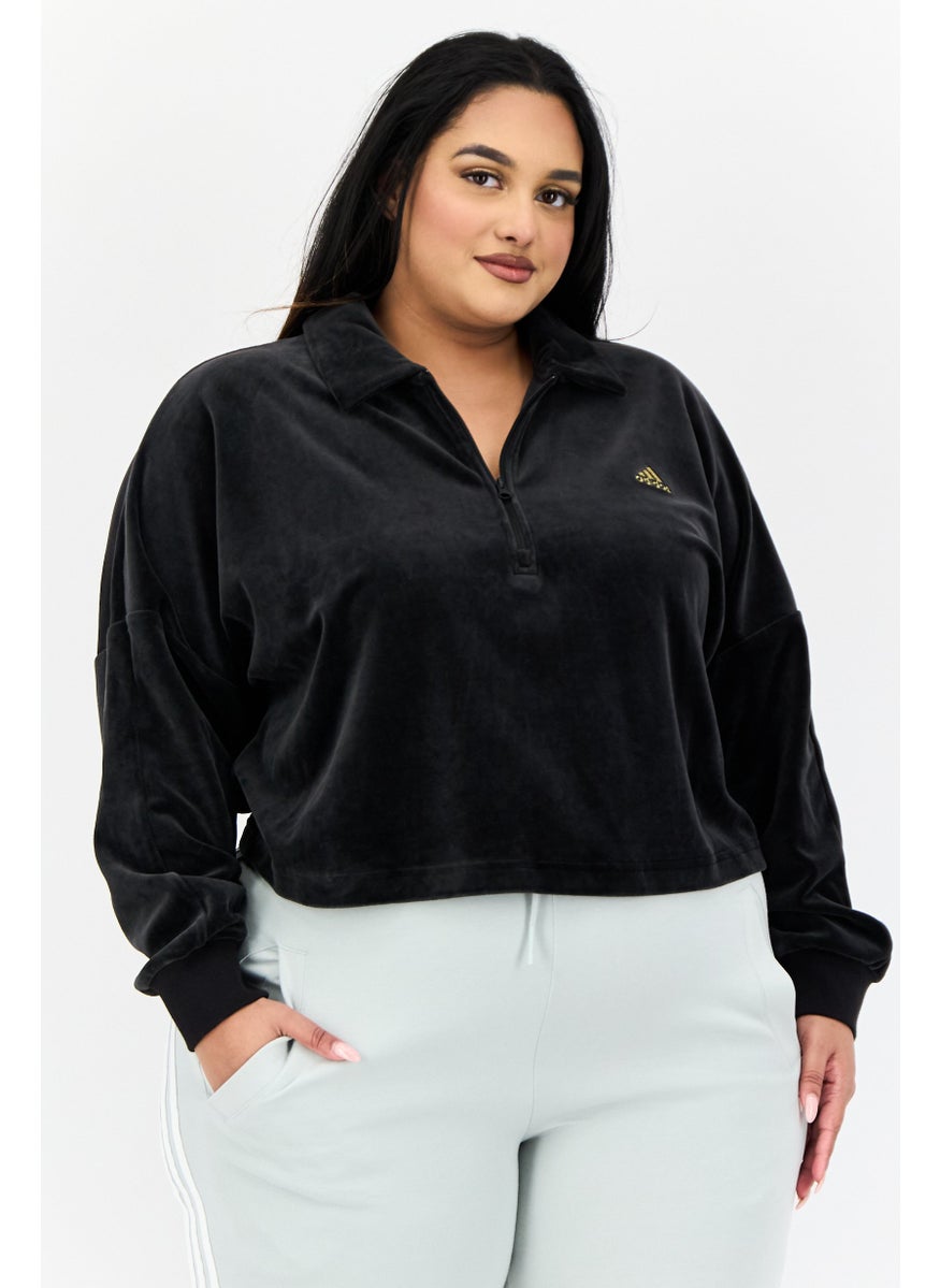 Adidas Women Sportswear Fit Long Sleeves Outdoor Sweatshirt, Black  - Image 1