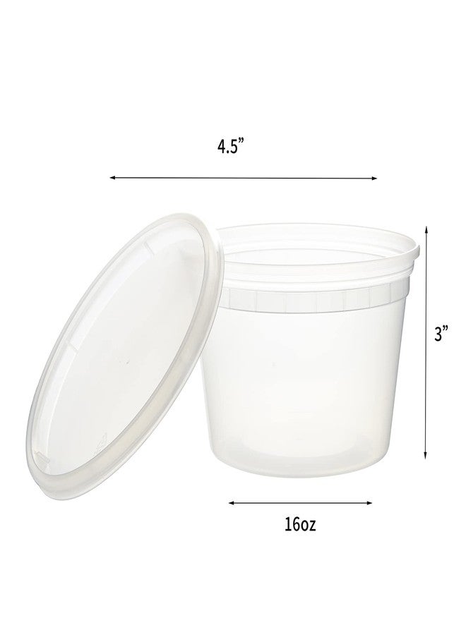 FULING [48pack 16oz Plastic Containers With Lids Deli Disposable Food Storage Takeout Containers Airtight BPA-Free Leakproof Round Bowls for Soup Salad Restaurant Supplies With Clear Lids - Image 2