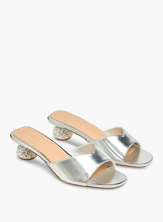 Flora Bella Women Embellished Heel Slip-On Sandals