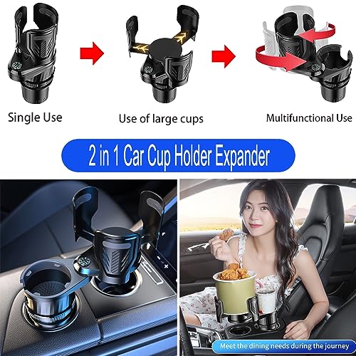 KUPAO Multifunctional 2 in 1 Cup Holder Expander for car，DualCup Holder Extender with Adjustable Base,Fits Yeti, Hydro Flask, Nalgene, Large 10/40 oz. Bottles & Big Drinks,Travel Cup - Image 2