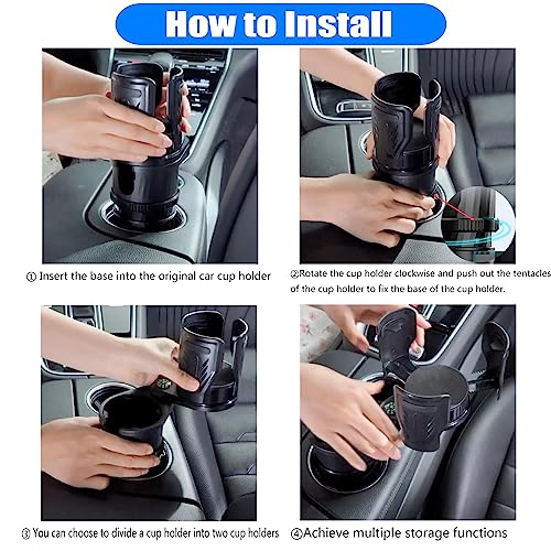 KUPAO Multifunctional 2 in 1 Cup Holder Expander for car，DualCup Holder Extender with Adjustable Base,Fits Yeti, Hydro Flask, Nalgene, Large 10/40 oz. Bottles & Big Drinks,Travel Cup - Image 5