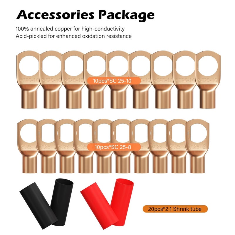 Adoreen 4 Gauge AWG Power/Ground Wire Cable 35 Ft Black+35 Ft Red, High Power Shielded CCA Soft Automotive Welding Battery Wiring Kit,for Car Audio Amp Speaker RV Trailer Marine Solar+ Lugs&Heat Shrink Tubes - Image 5