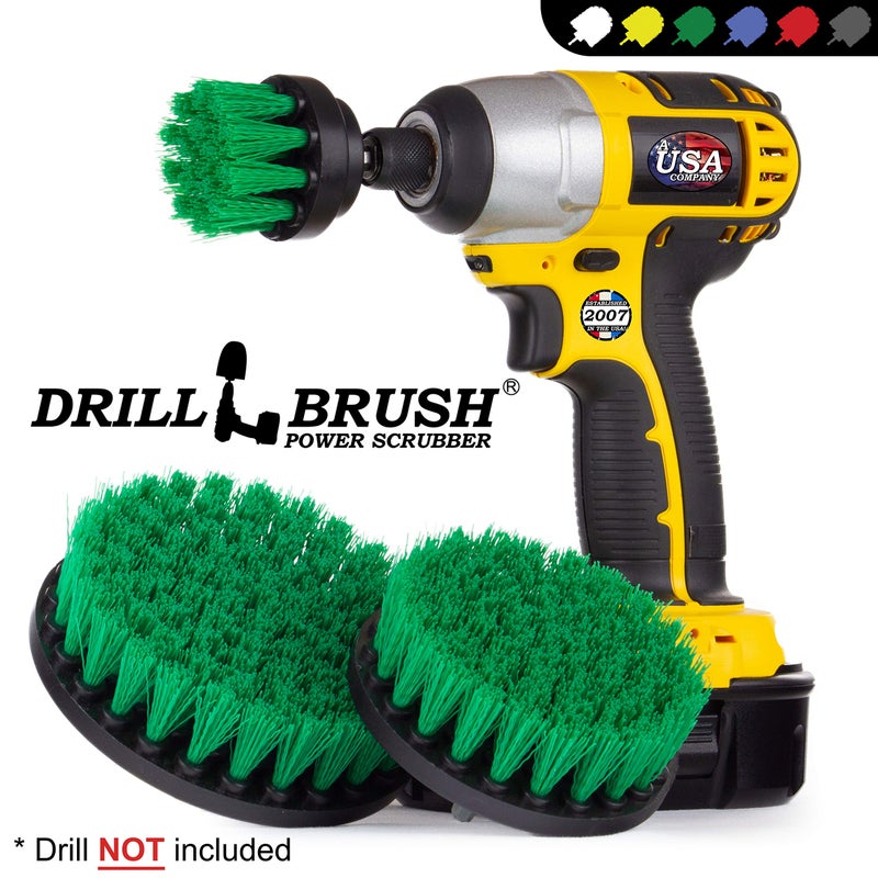Drillbrush Kitchen Cleaning Supplies Set - Tile Electric Spin Scrubber - Stainless Steel Cleaner for Stove, Sink, and Oven - Household Cleaning Tools - Green Medium Stiffness Nylon Brush - Cast Iron Scrubber - Image 4