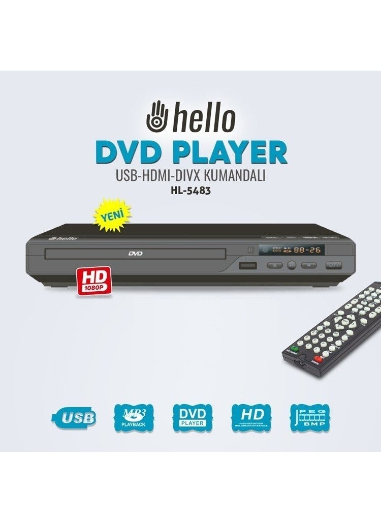 Hello - HL-5483 DVD Player with USB-HDMI-DIVX Control - Image 1