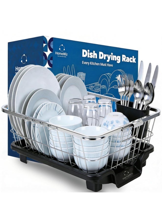 HomeWiz Dish Drying Rack | 100% Stainless Steel Utensils Drying Rack for Kitchen with Spoon Holder | Kitchen Rack with Built-in Drainage | Bartan Stand | Chrome Finish Forever Rust-Free | 40×32×16 cm - Image 1