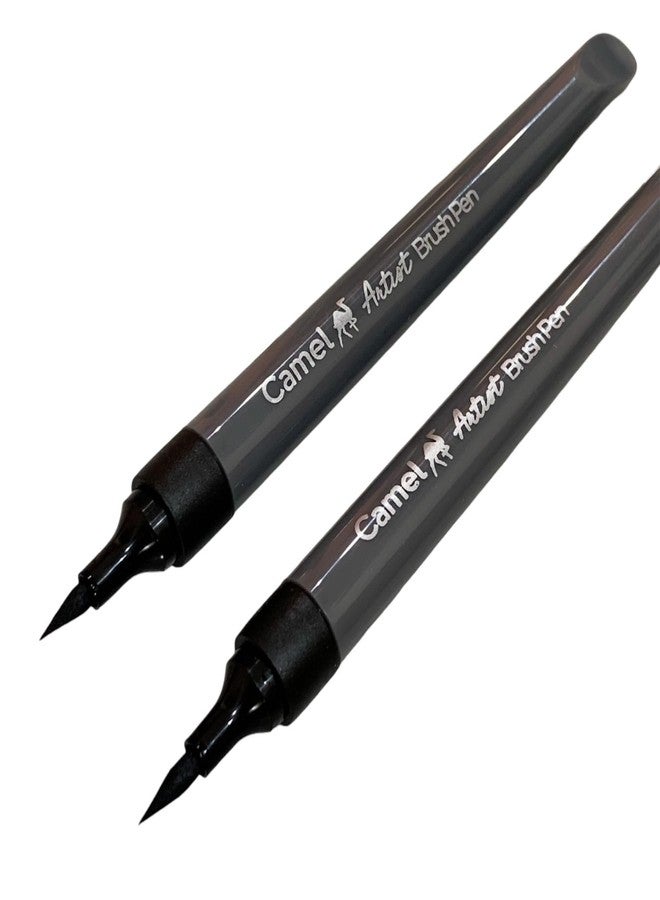 Camlin Artist Brush Medium Point Pen Set (Individual Black Color Pens - Set of 2 Pc.) from NOZOMI - Image 1
