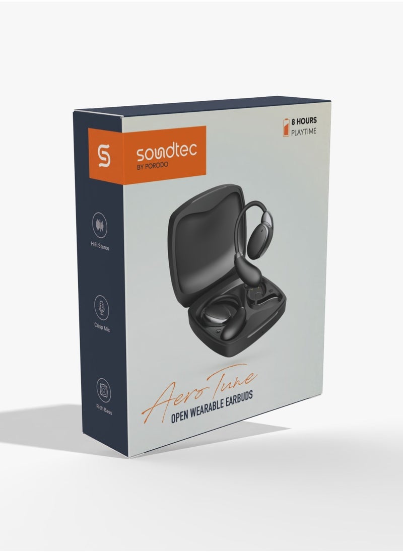 porodo - OWS Earbuds with Charging Case Up To 8H working Time / Touch Controls / Crisp Mic / Rich Bass / HIFI Stereo - Black - Image 1