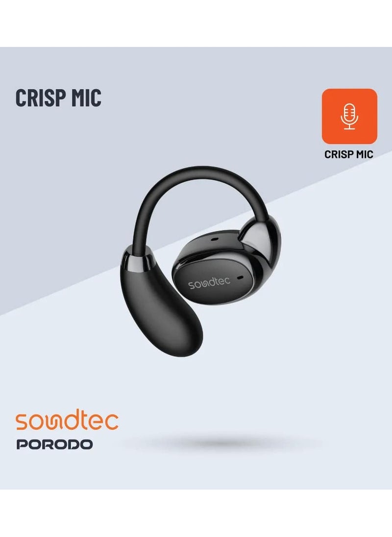 porodo - OWS Earbuds with Charging Case Up To 8H working Time / Touch Controls / Crisp Mic / Rich Bass / HIFI Stereo - Black - Image 1