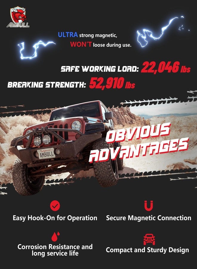 AMBULL D Ring Shackles 3/4" Split Shackles, 44,000lbs Break Strength Towing Winch Shackles, Heavy Duty Shackles with 7/8" Screw Pin for Tow Strap Winch Off Road Vehicle Recovery, BlackRed - Image 4