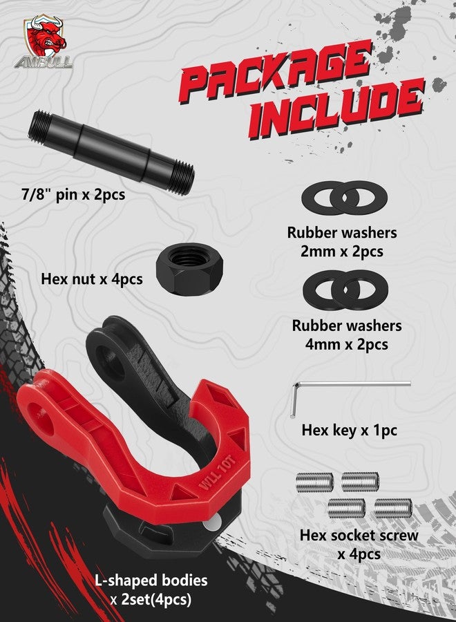 AMBULL D Ring Shackles 3/4" Split Shackles, 44,000lbs Break Strength Towing Winch Shackles, Heavy Duty Shackles with 7/8" Screw Pin for Tow Strap Winch Off Road Vehicle Recovery, BlackRed - Image 2