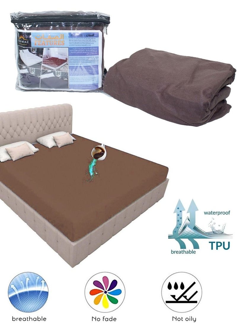 ISHWAZ Couple Bedsheet Waterproof Mattress Cover Soft Breathable Noiseless and Skin Friendly Double Bed Size Protects the Mattress Gives You Comfort While Sleeping Special Pakistani Fabric Used  - Image 2