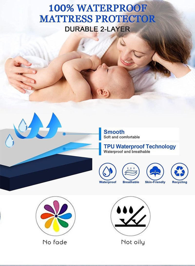 ISHWAZ Couple Bedsheet Waterproof Mattress Cover Soft Breathable Noiseless and Skin Friendly Double Bed Size Protects the Mattress Gives You Comfort While Sleeping Special Pakistani Fabric Used  - Image 5