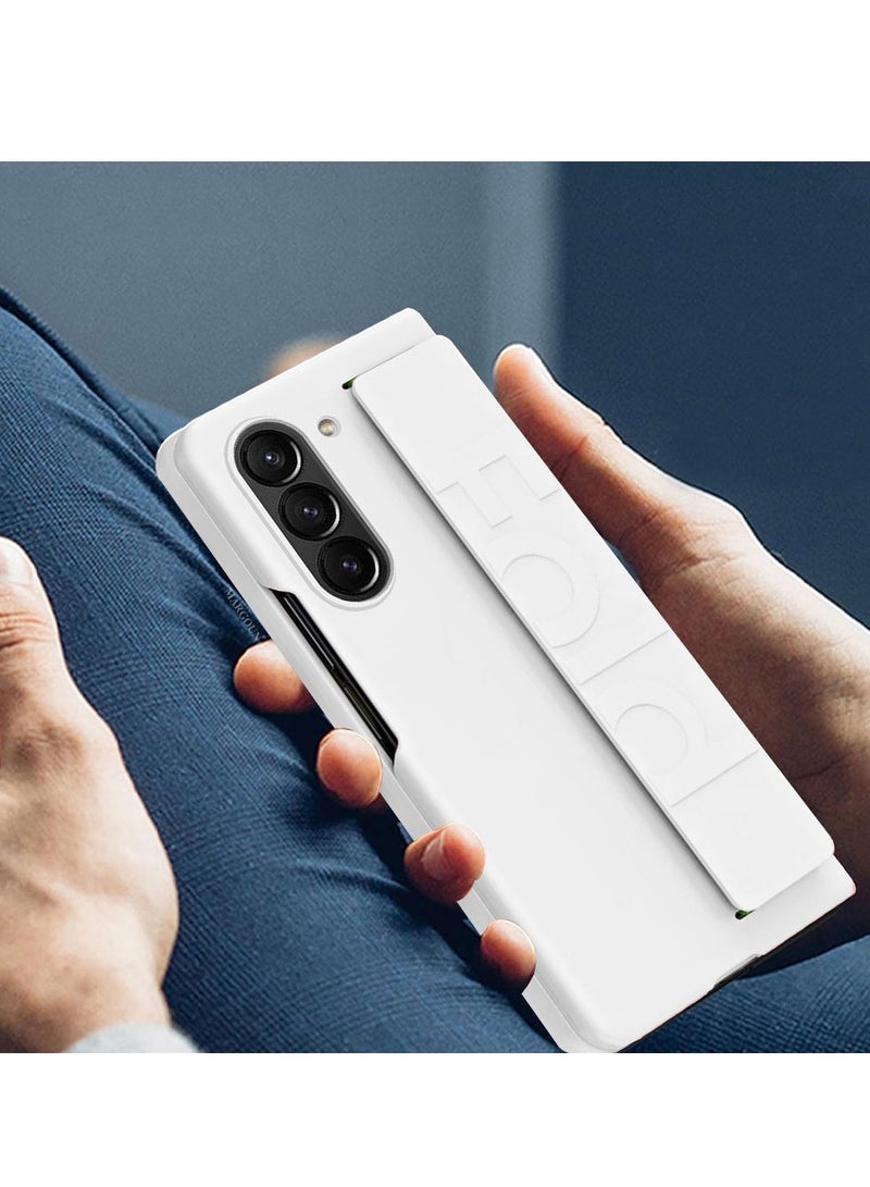 CATANES Samsung Galaxy Z Fold 5 Case Hard Silicone Cover With Strap Hold Anti drop White - Image 3