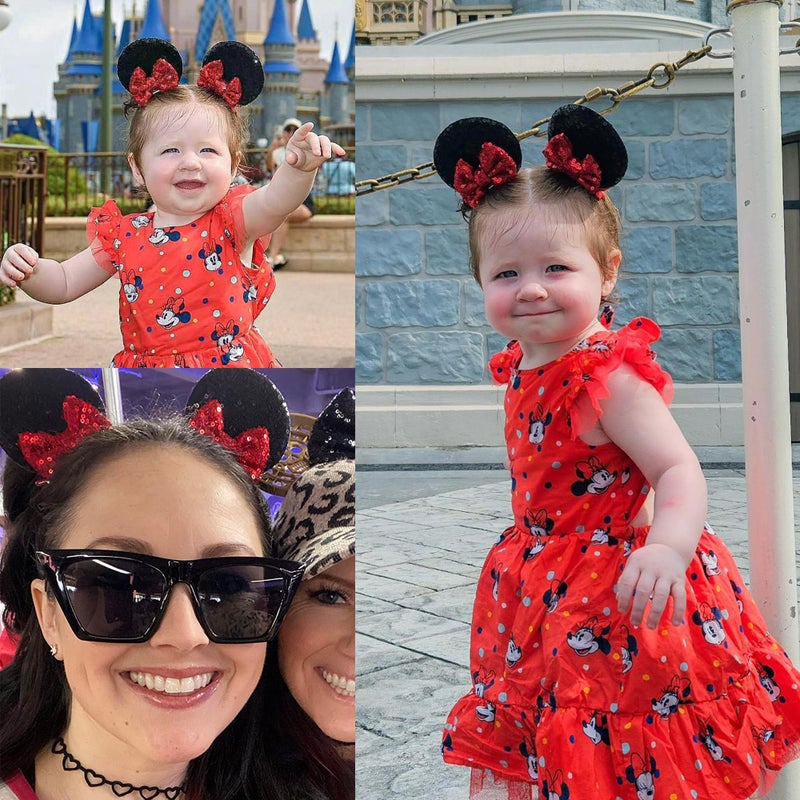 CellElection 8PCS Sequin Mouse Ears Hair Clips Glitter Hair Bows Cute Mice Ears Clips Barrettes for Women Girls Hair Accessories for Costume Party Halloween - Image 2