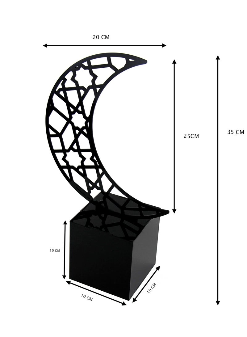 LAMSIT IBDAA Ramadan Acrylic Box Crescent Display Box Ramadan Décor Gift Showcase for Dates Collectibles Jewelries Medium Black - Image 3