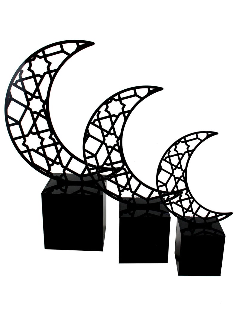 LAMSIT IBDAA Ramadan Acrylic Box Crescent Display Box Ramadan Décor Gift Showcase for Dates Collectibles Jewelries Medium Black - Image 4