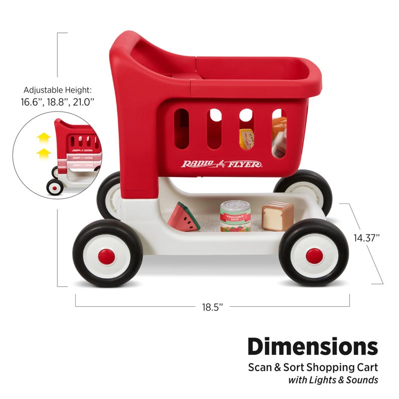 Radio Flyer Toddler Shopping Cart Walker with Wheels, Lights, and Sound for Ages 1+, Educational and Imaginative Play and Walk Behind - Image 3