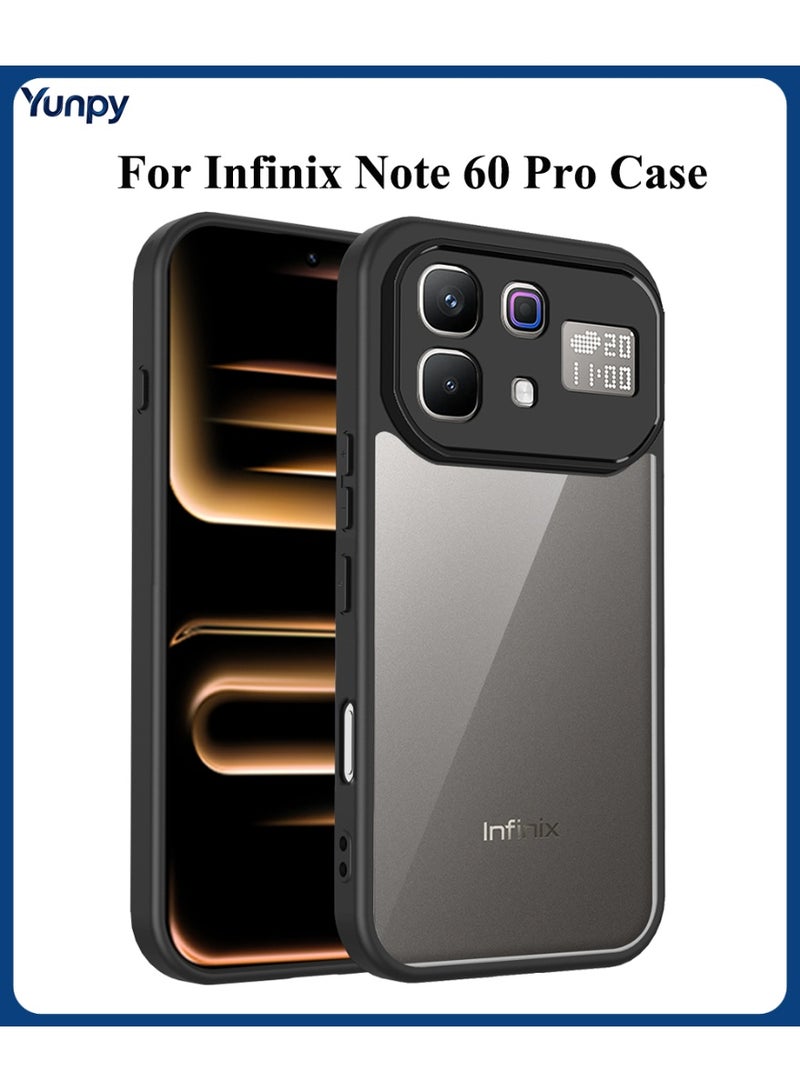 For Infinix Note 60 Pro Case, Dual Layer Rugged Hybrid Phone Case, Clear Back Panel, Black TPU Frame, Anti-Fingerprint, Full Body Protection, Non-Slip Grip, Shockproof Bumper Cover Black