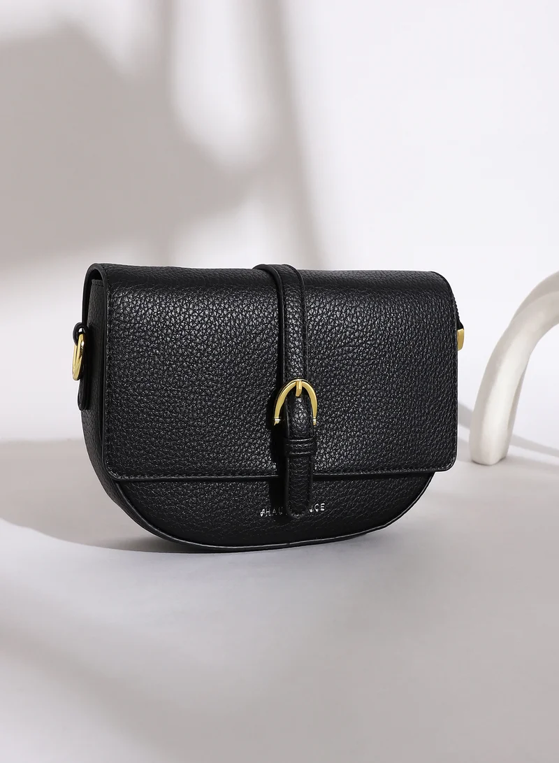 Haute Sauce Women's The Tang-Buckle Shoulder Bag - Midnight Black