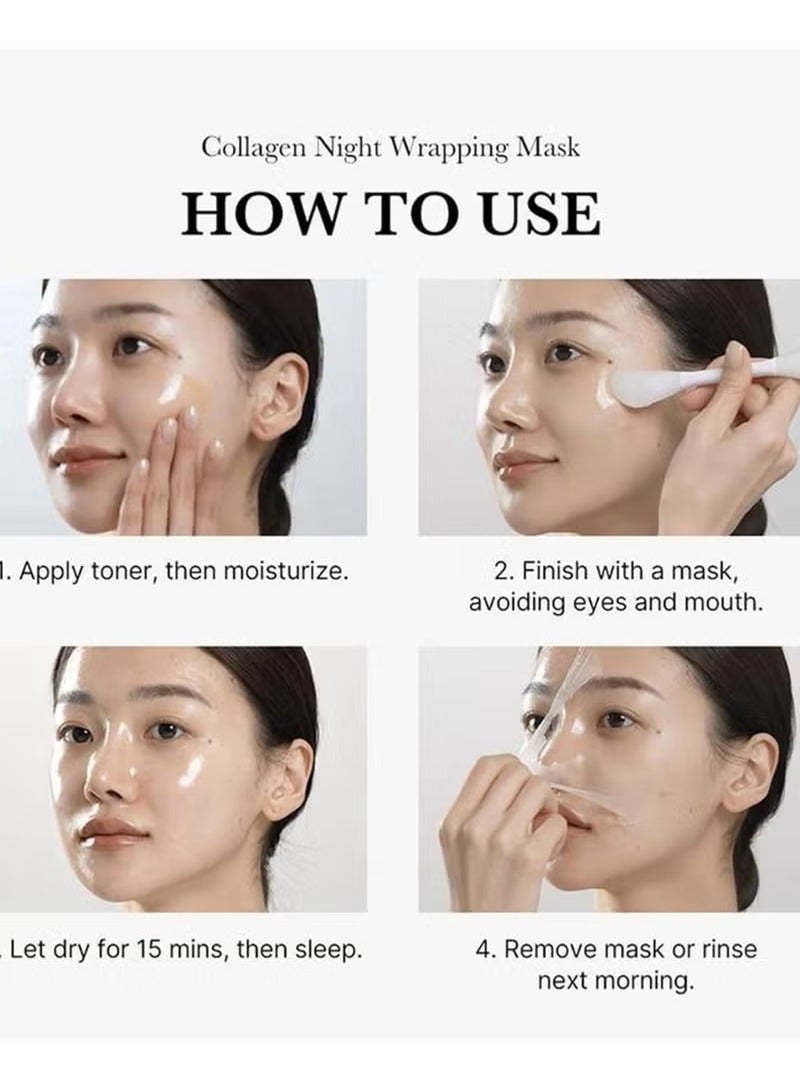 KOEC Collagen Night Wrapping Mask 75ml Deep Collagen Mask Overnight Collagen Face Mask Collagen Wrapping Mask Deep Nourishment Skin Overnight Face Mask Bio Collagen Face Serum Mask Collagen Night Wrapping Cream - Image 4