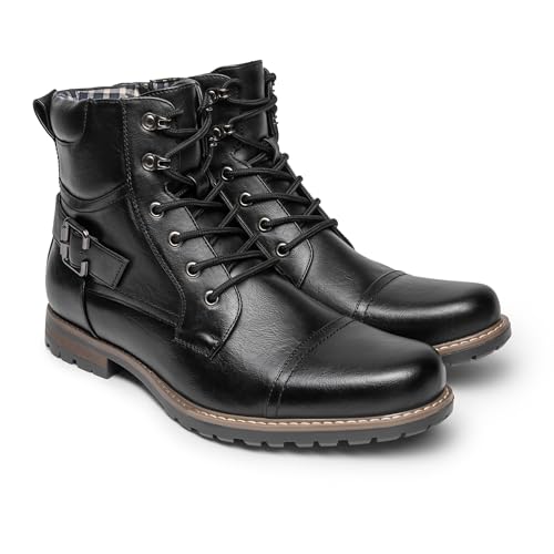 Bruno Marc Men's Motorcycle Combat Boots Casual Zipper Biker Boot, Black, Size 12 M US, PHILLY-3 - Image 3
