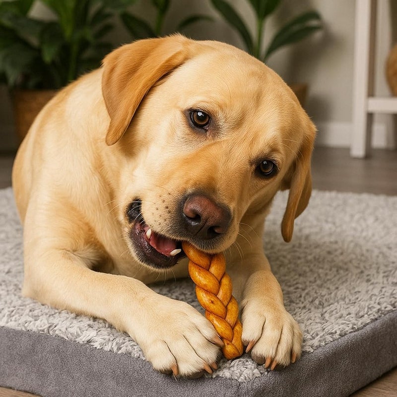 Pet Factory 100% Made in USA Beefhide 7" Braided Sticks Dog Chew Treats - Peanut Butter Flavor, 6 Count/1 Pack - Image 5